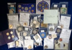 Coins, a selection of mainly British commemorative coins to include £5 coins (20), £2 coins (14),