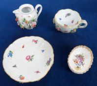 Collectables, Meissen cup and saucer with encrusted flowers and hand painted insects, both cup and