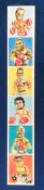 Trade cards, J Brindley, World Boxers, 1st Series, uncut set of 6 proof cards with plain backs