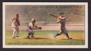 Cigarette cards, Churchman's, Sport & Games in Many Lands (set, 25 cards) includes Baseball (vg)