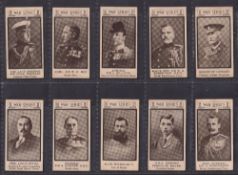 Trade cards, Whate's Chocolates, War Portraits, 10 cards numbers 11, 12, 15, 20, 22, 23, 26, 27, 36,