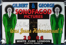 Art, Gilbert and George signed posters to comprise 2006 'Sonofagod Pictures' and 2006 'Sonofagod Was