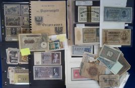 Bank Notes and Notgeld, a qty. of German paper money to include a money order circa 1830, One and