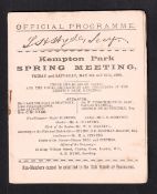Horse Racing, Racecard from Kempton Park Spring Meeting, 9th & 10th May 1890 (pencil annotations &