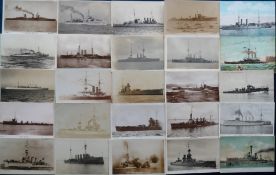 Postcards, Shipping, a selection of approx. 56 naval shipping cards. RPs include HMS Iron Duke,