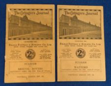 Football programmes, Fulham FC, two home programmes v Watford 2 April 1932 & v Bristol Rovers 30