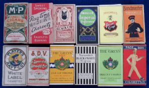 Cigarette packets, a collection of 12 packets all with slides and each to hold 10 cigarettes,