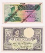 Bank Notes, 2 notes to comprise Polish 500 Zlotych note dated 1919 (vg) and a Syria Banque du