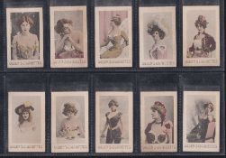 Cigarette cards, Ogden's, Beauties, Green Net Back (Coloured), 65 cards (very mixed condition,