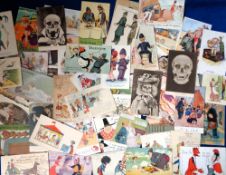 Postcards, a mixed subject selection of approx. 70 cards inc. teddies illustrated by Upton (fair),