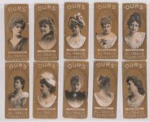 Cigarette cards, USA, Thos. H, Hall, Actresses ('OURS', with Sun rays around the oval), ref N349,