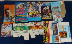 Trade card packaging, a large selection of over 300 flattened retail boxes, many issuers and series,