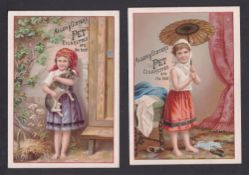 Cigarette cards, USA, Allen & Ginter, four large advertising cards, 112mm x 142mm, for 'Pet