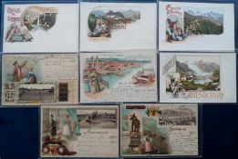 Postcards, Advertising, a good collection of 8 early Gruss Aus style cards advertising Suchard
