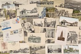Postcards, India, a selection of approx. 220 cards of India, with rail stations (25), P.O's (12),
