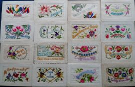 Postcards, Silks, a good selection of approx. 27 embroidered silks. Themes include flowers,
