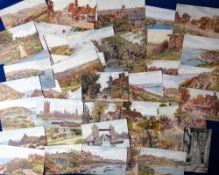Postcards, Quinton, a selection of approx. 54 UK scenic view cards illustrated by A.R Quinton,
