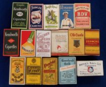 Cigarette packets, a collection of 16 packets all with slides and each to hold 10 cigarettes,