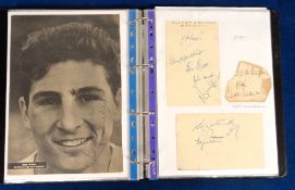 Football autographs, a folder containing a collection of original autographs on album pages,