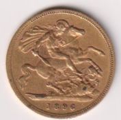 GB Coin, Half Sovereign, 1896 Queen Victoria