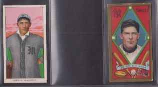 Cigarette cards USA, ATC, Baseball, 2 cards, T206 Piedmont 1909 Oberlin Minneapolis & T205 Gold