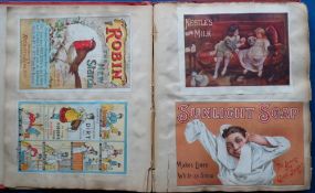 Advertising, a Victorian scrap book containing a charming selection of 180+ advertising inserts,