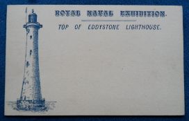 Postcards, an unused card for the Royal Naval Exhibition 1891 'Top of Eddystone Lighthouse',