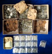 Coins, a large collection of UK silver and copper coins to comprise Half Crowns (80 x 1967, 186 x