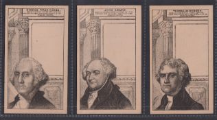 Trade cards, USA, Anon, American Presidents, complete run of early cards showing the first 21 US