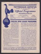 Football programme, Tottenham v Chelsea 24 Aug 1957 Division 1, inc. Jimmy Greaves debut for Chelsea