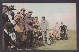 Postcard, Golf, printed colour card of Vardon Braid Fernie & Taylor at Tee off, unused, published
