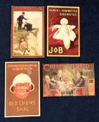 Tobacco advertising postcards, four artist drawn advertising cards for Job Cigarettes, Singleton &