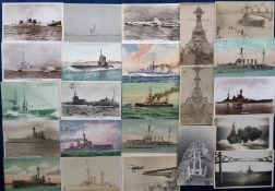Postcards, Shipping, a collection of approx. 60 naval shipping cards with submarines (7) inc. H