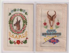 Postcards, Silks, 2 South African military embroidered silks, with 1st South African Infantry