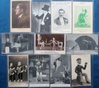 Postcards, Variety, a mix of string puppets (8) and conjurers, inc. Everett Kaye (signed plain