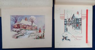 Collectables, 1940s Christmas card original hand painted proof designs to comprise 3 signed by the