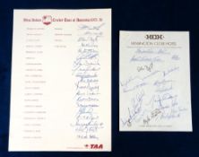Cricket autographs, West Indies, Official Cricket Tour Sheet to Australia 1975/76, fully signed with