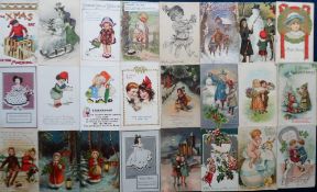 Postcards, a selection of approx. 106 greetings and illustrated cards of children. Artists include F