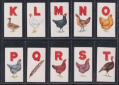 Cigarette cards, Imperial Tobacco Co (Canada), Poultry Alphabet, (set 25 cards) (gd/vg)