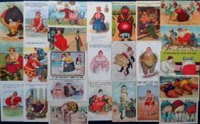 Postcards, Comic, a selection of approx. 76 comic cards all featuring overweight men and women.