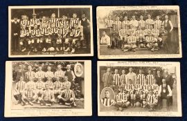Football postcards, Reading FC, four team group postcards, three printed cards for 1904/05, 1905/
