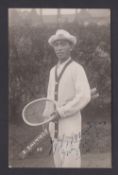 Tennis autograph, Zenzo Shimidzu, Japanese Tennis player, an early photographic card by Trim
