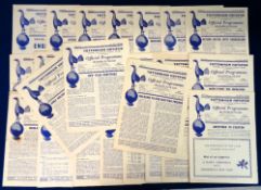 Football programmes, Tottenham Homes, 1956/57, 29 programmes inc. Leicester FAC, (x2), Everton,