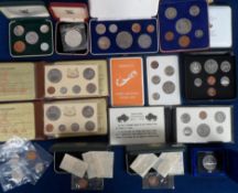 Coins, a collection of 13 proof coins/sets to include St. Helena 1973 25 pence Tercentenary coin,