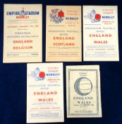 Football programmes, 4 England Wartime International games all played at Wembley v Wales 27 Feb