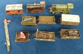 Toys, Train Set, a vintage clockwork 0 Gauge Hornby train set comprising 2 locomotives (2694 plus