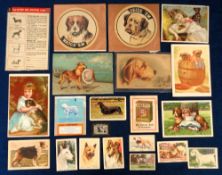 Trade cards, UK trade selection of 21 cards all featuring dogs, various ages & sizes, issuers