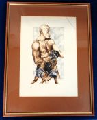 Trade card original artwork, Boxing, Victoria Gallery, Boxing Champions, no 1, Jack Johnson,