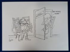 Art, an original 1970s political ink cartoon by George Gale 'Next Patient Please' (approx. size 21.5