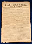 Football newspaper, 'The Referee' Sunday Feb 12th 1888 no 548, this newspaper was first published in